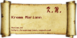 Kremm Mariann névjegykártya